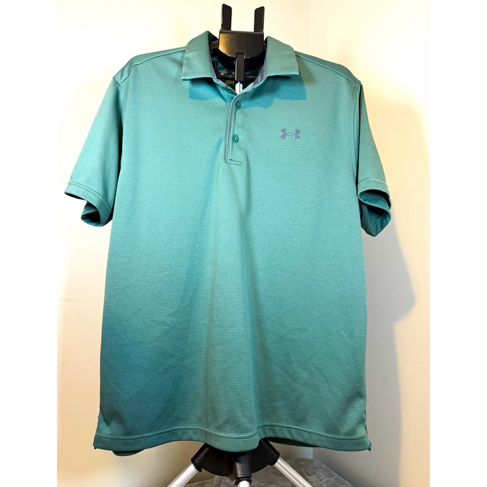 Under Armour HeatGear Polo Men's XL Green Solid Short Sleeve Collared Knit